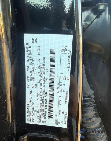 2018 Ford F150 Supercrew z USA, uszkodzony, nr VIN 1FTEW1E56JKD97234